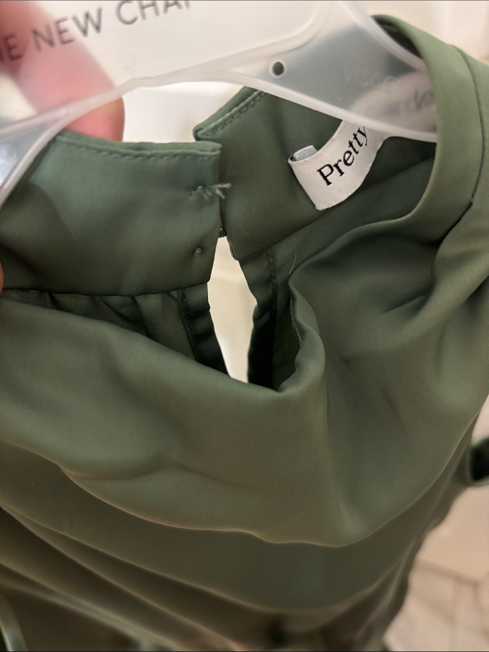 Satin Olive Green Cowl Neck Maxi Dress - Picture 3 of 3